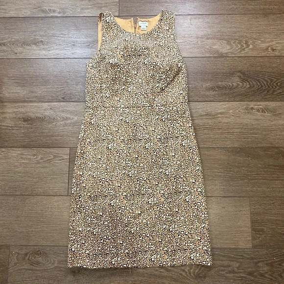 J. Crew Factory Basketweave Sheath Dress, Animal Print Women's Dress, Size 10 - Picture 1 of 14